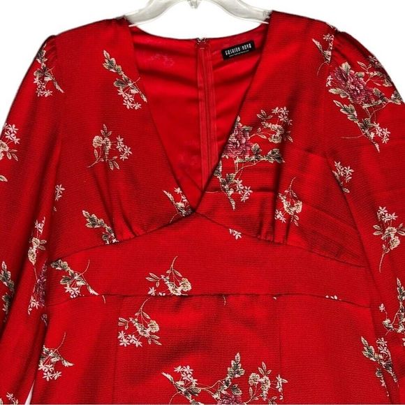 Fashion Nova Land of Make Believe Floral Flare Dress Plus Size 2X Red - Picture 11 of 12